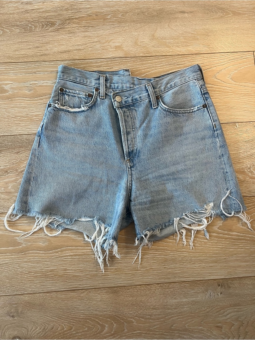 Agolde Criss Cross Denim Shorts